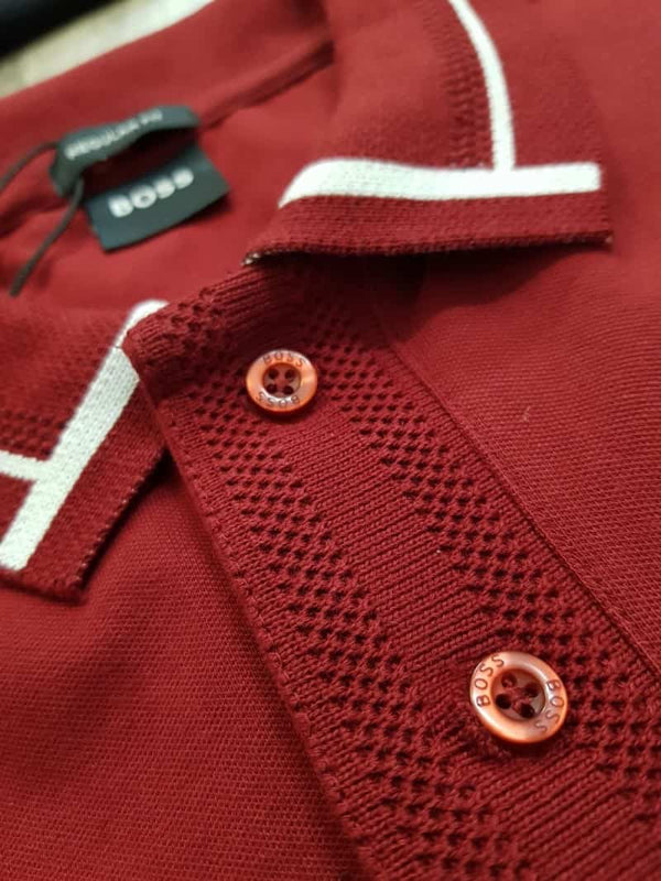 Hugo bos sMaroon Collar Look Classic Polo T-Shirt