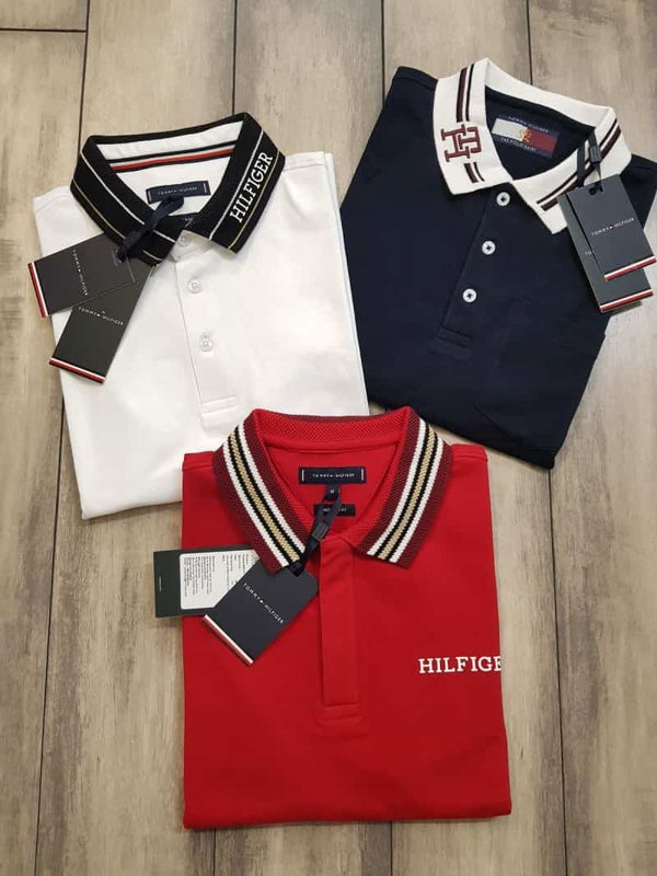 Tomm y Hilfiger Red Collar Look Premium Polo T-Shirt