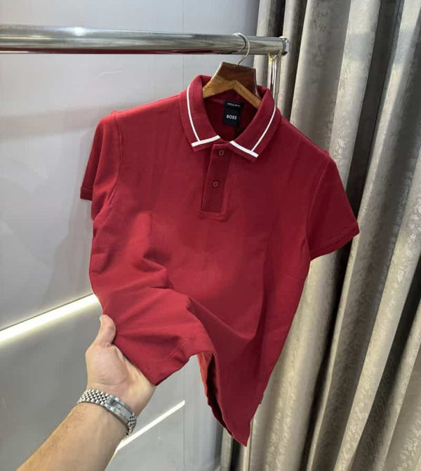 Hugo bos sMaroon Collar Look Classic Polo T-Shirt
