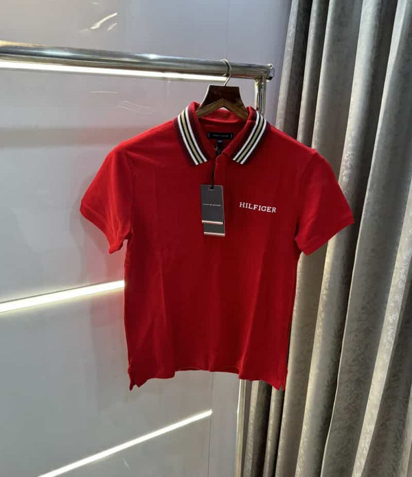 Tomm y Hilfiger Red Collar Look Premium Polo T-Shirt