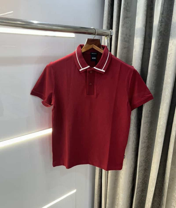 Hugo bos sMaroon Collar Look Classic Polo T-Shirt