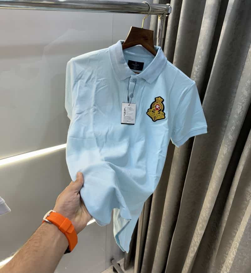 Hacket Sky Blue Embroidery Logo Premium Polo T-Shirt Main image