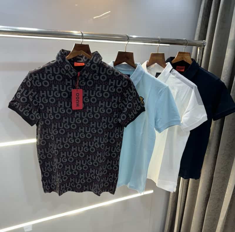 Hugo Boss Navy Blue Patch Logo Premium Polo T-Shirt