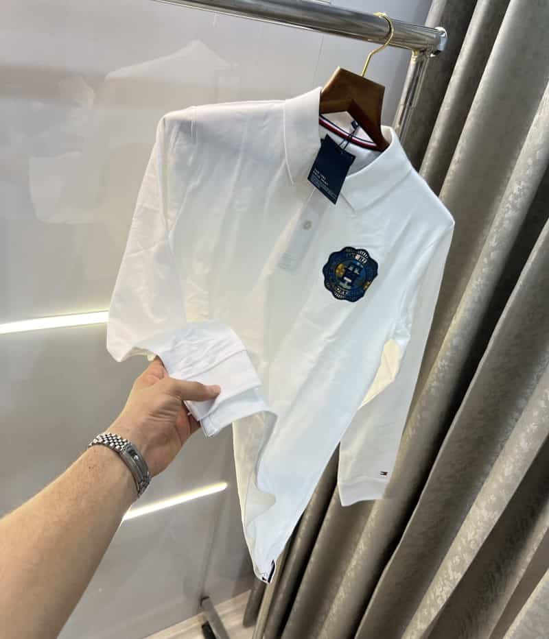 Tomm y hilfigre  White Embroidery Logo Premium Full Sleeve Polo T-Shirt Main image