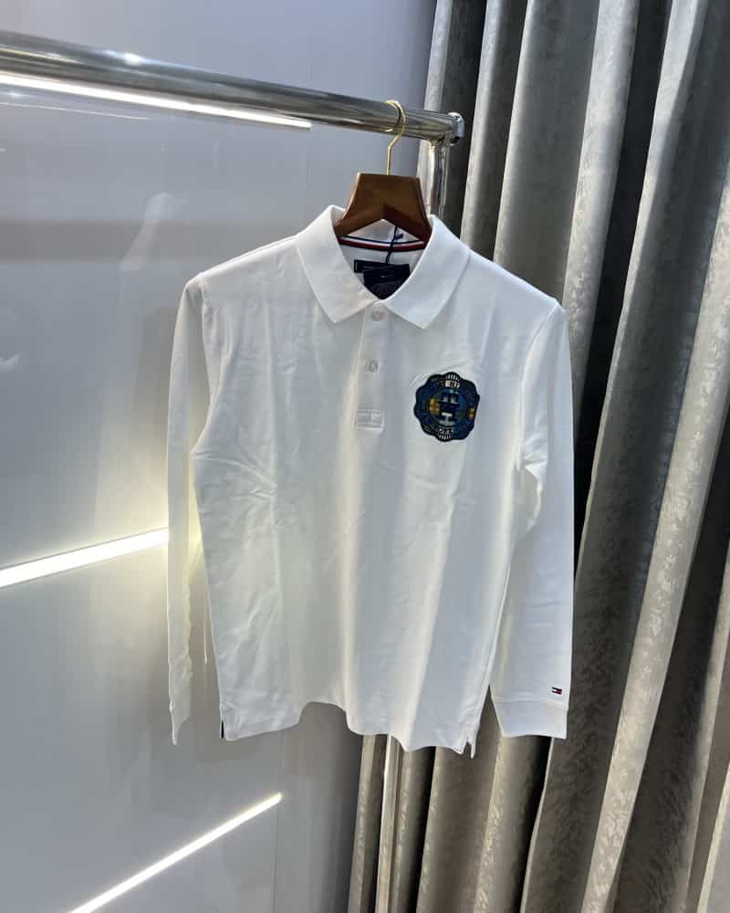 Tomm y hilfigre  White Embroidery Logo Premium Full Sleeve Polo T-Shirt Secondary image