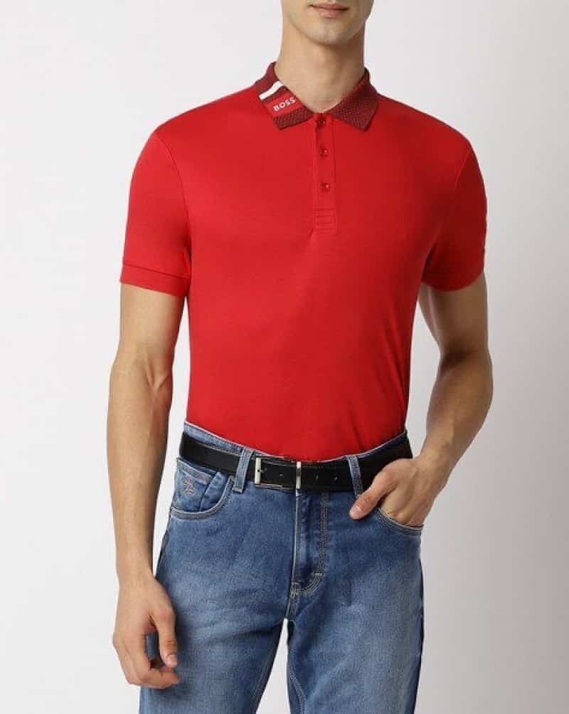Hugo Bos s Red Collar Look Premium Polo T-Shirt Main image