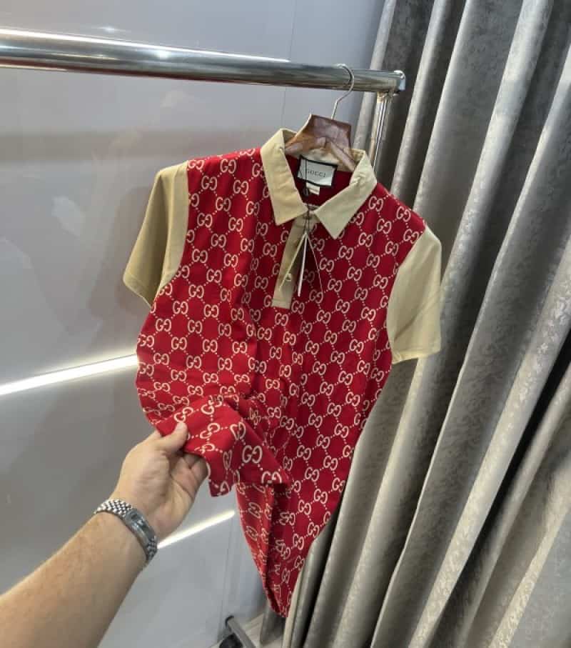 Gucc i Red MonogRaM Print Imported Premium Polo T-Shirt Main image