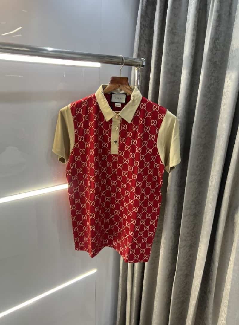 Gucc i Red MonogRaM Print Imported Premium Polo T-Shirt Secondary image