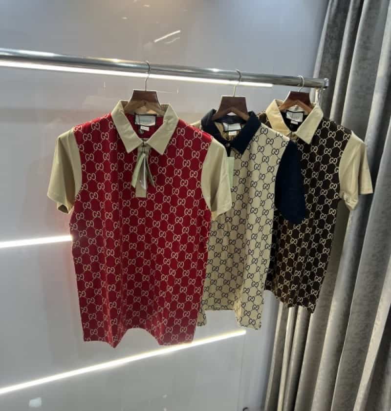 Gucc i Red MonogRaM Print Imported Premium Polo T-Shirt