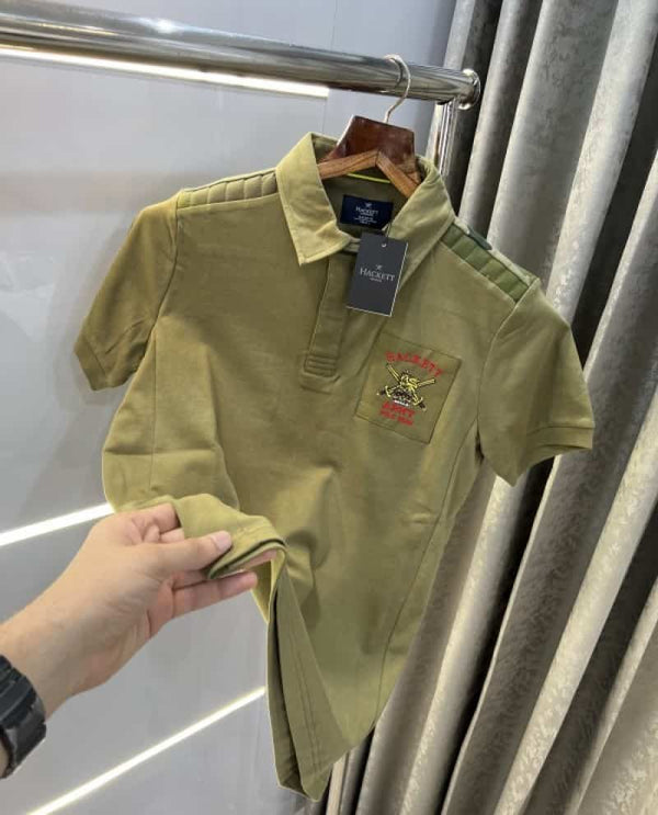 Hacket martin olive green embroidery logo premium polo t-shirt