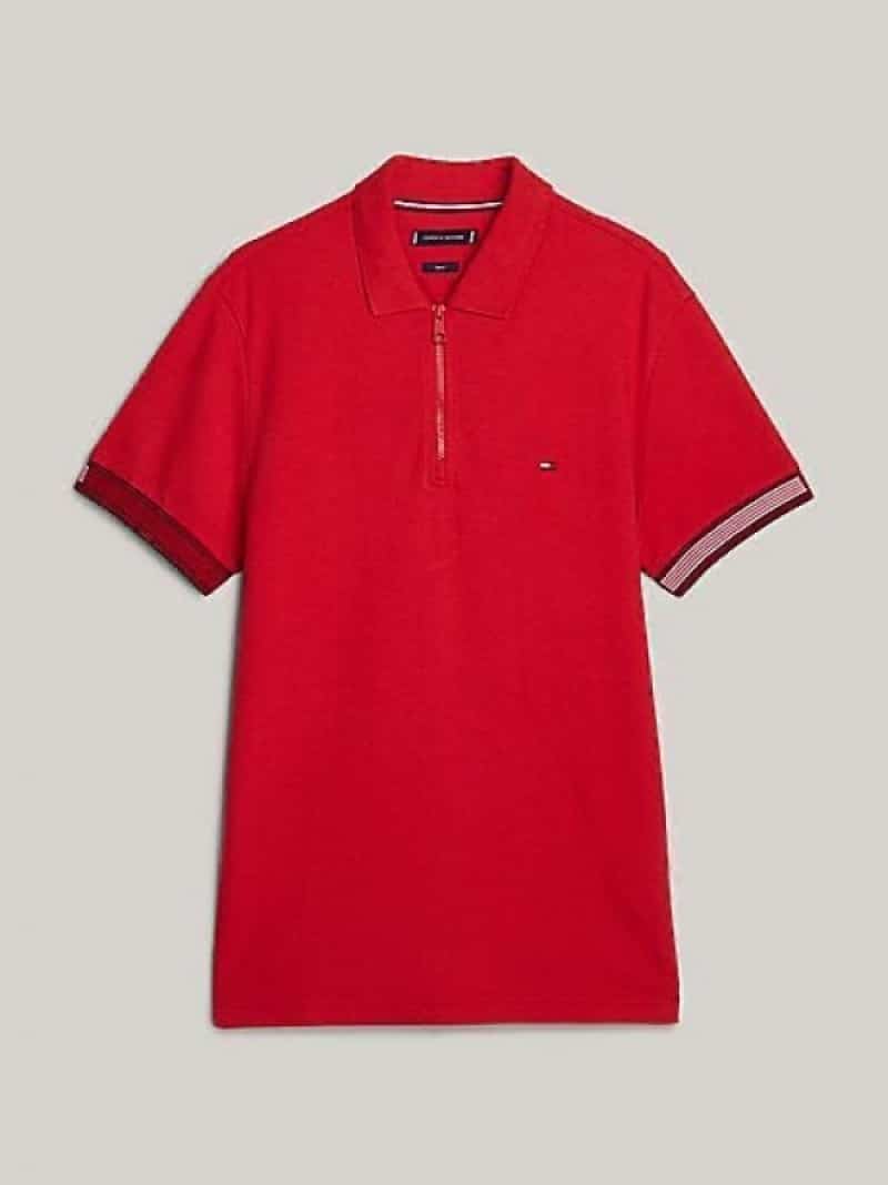 Tommy Hilfiger Red Embroidery Logo Premium Classic Polo T-Shirt