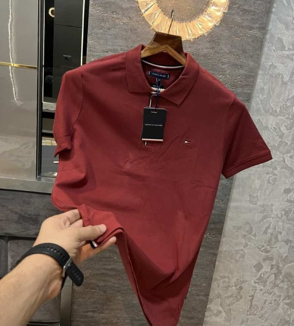 Tommy Hilfiger rust embroidery logo premium polo t-shirt