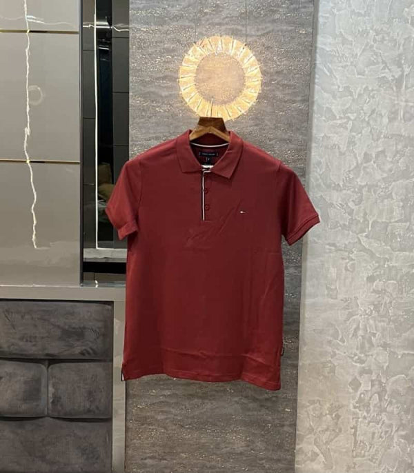 Tommy Hilfiger rust embroidery logo premium polo t-shirt