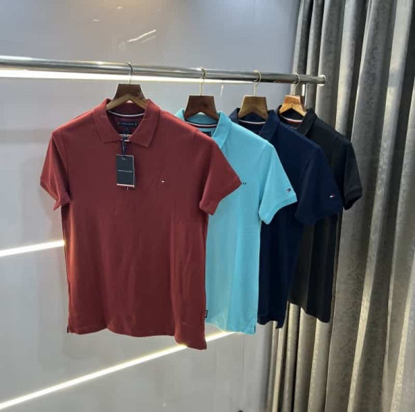 Tommy Hilfiger rust embroidery logo premium polo t-shirt