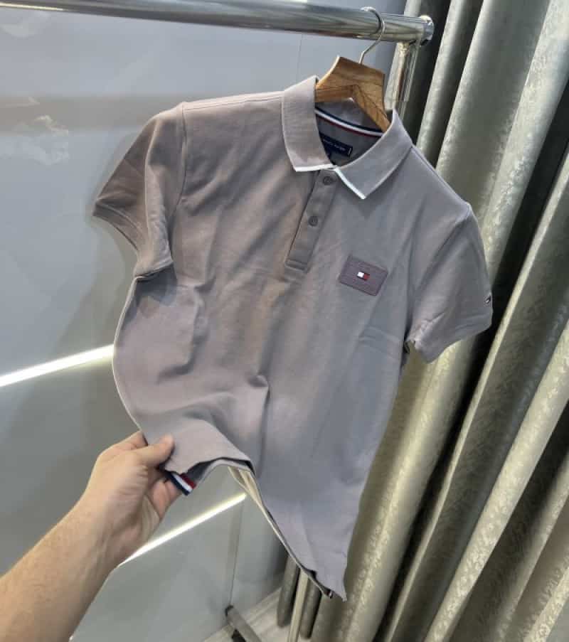 Tomm y Hilfiger Grey Embroidery Patch Premium Polo T-Shirt Main image