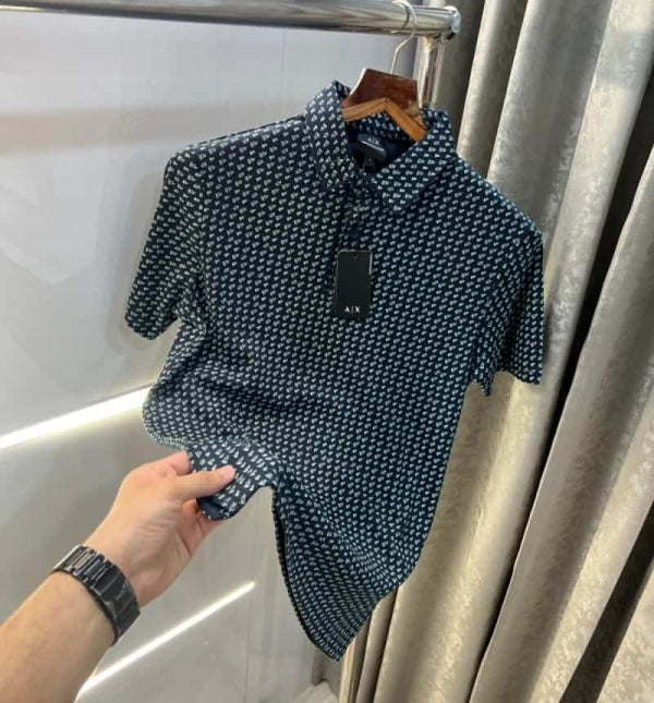 Arman i Exchange Navy All Over Printed Premium Polo T-Shirt