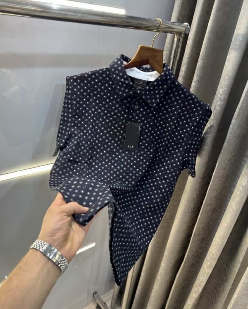 Arman i Exchang e Navy Blue Printed Premium Polo T-Shirt Main image