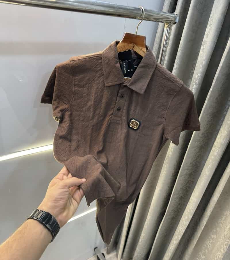 Balmai n Paris Brown Steel Logo Designer Imported Polo T-Shirt With Box Packing Main image