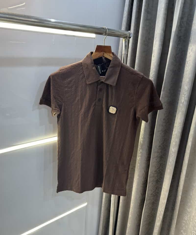 Balmai n Paris Brown Steel Logo Designer Imported Polo T-Shirt With Box Packing Secondary image