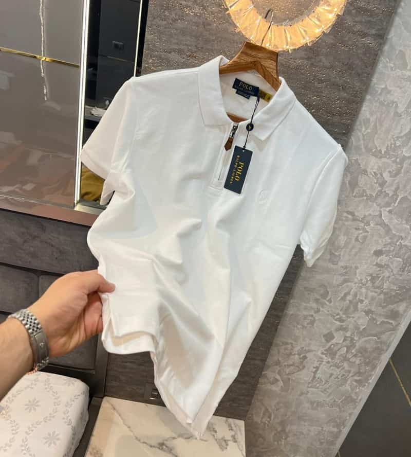 Ralph Laur e White Embroidery Logo Premium Classic Polo T-Shirt
