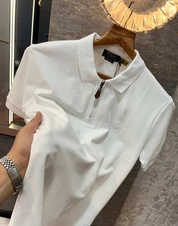 Ralph Laur e White Embroidery Logo Premium Classic Polo T-Shirt