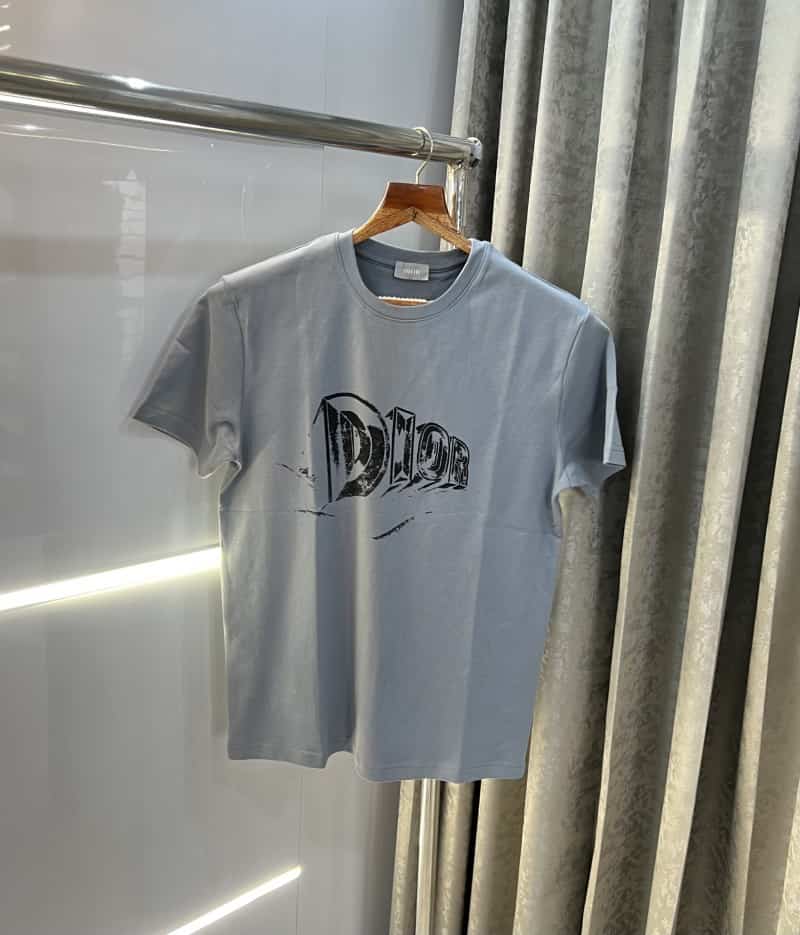 Christian Dio r Grey Logo Print Premium T-Shirt Main image