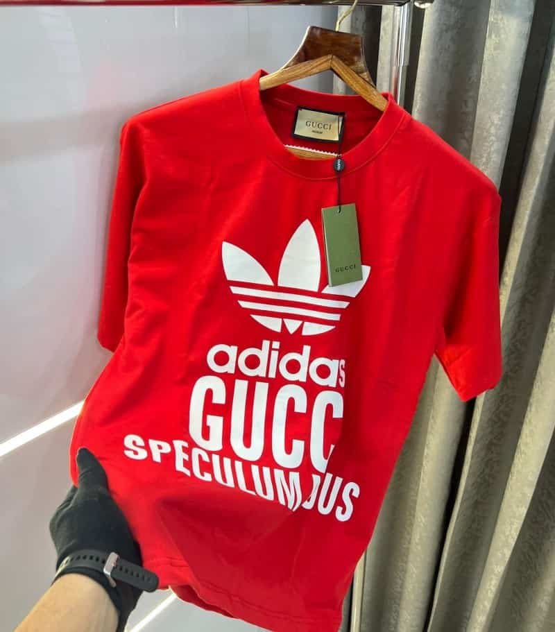 Gucc i Red Logo Print Imported Oversized T-Shirt With Premium Box Packing