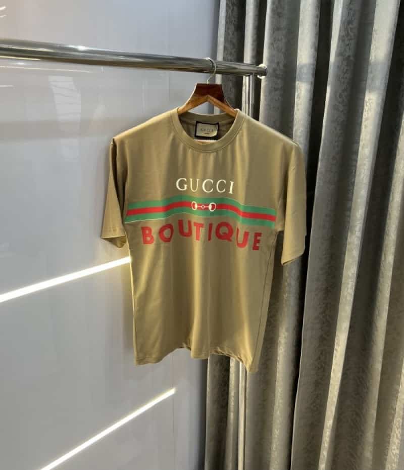 Gucc i Beige Logo Printed Imported Oversized T-Shirt With Premium Box Packing Main image