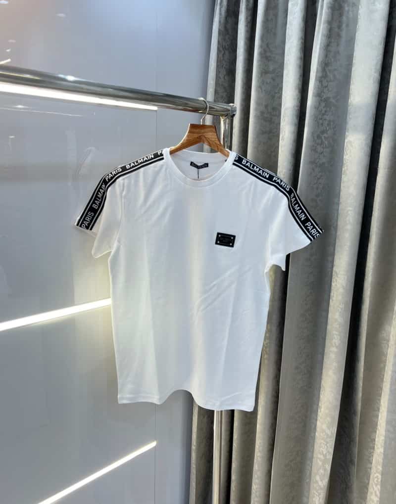Balmai n Paris White Steel Logo Premium Classic T-Shirt