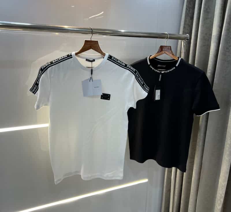 Balmai n Paris White Steel Logo Premium Classic T-Shirt