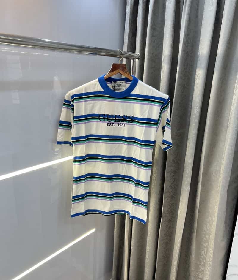 Guess Printed White Blue Imported Oversized T-Shirt Main image