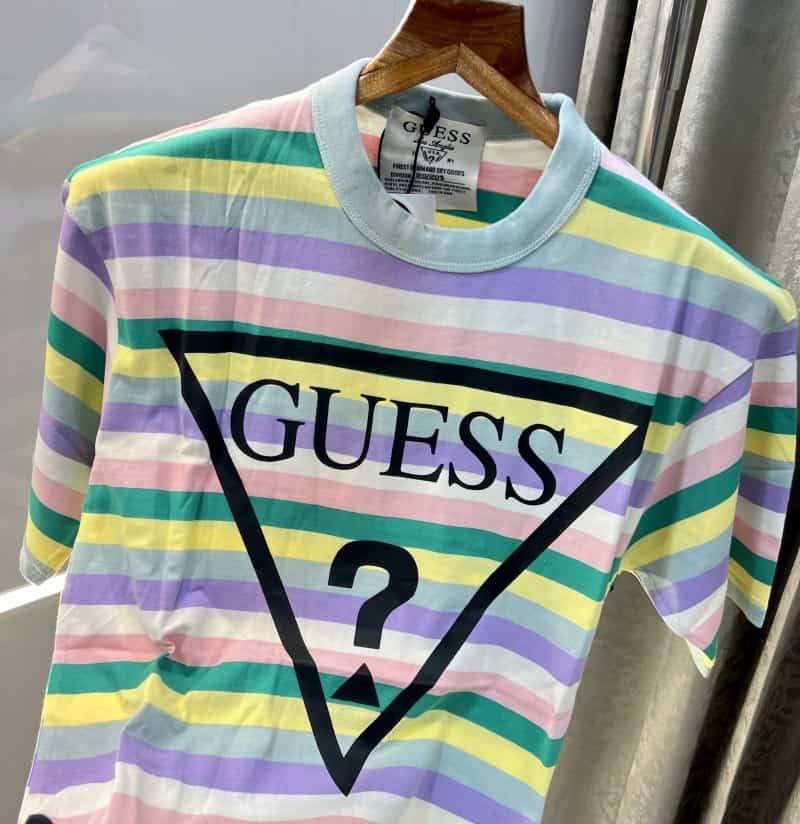 Gues s Printed Purple Imported Oversized T-Shirt