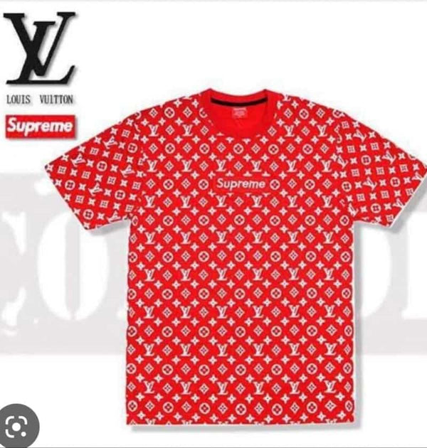 Loui s Vuitton sUpremE red imported oversized t-shirt