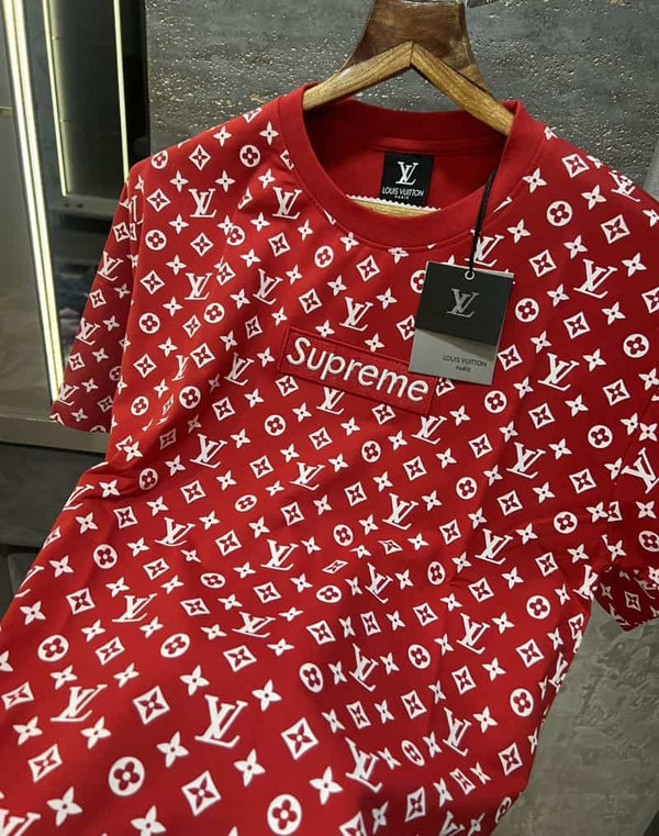 Loui s Vuitton sUpremE red imported oversized t-shirt