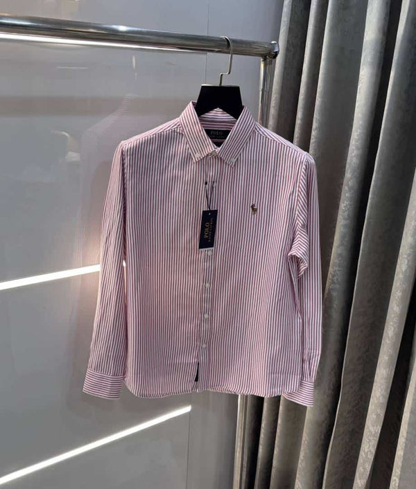 Ralph Laure n Dark Pink strips premium o-X!Fo·rd.. Shirt