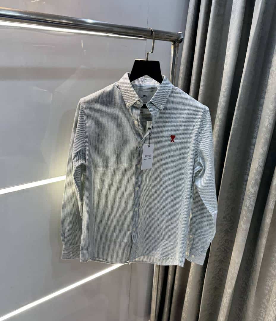 Ami Paris Green strips Embroidery Logo Premium Shirt Secondary image