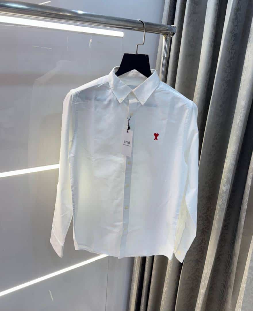 Ami Paris White Embroidery Logo Premium Shirt