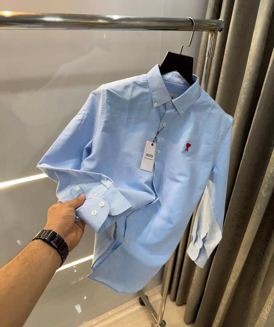 Ami Paris Sky Blue Embroidery Logo Premium Shirt Secondary image