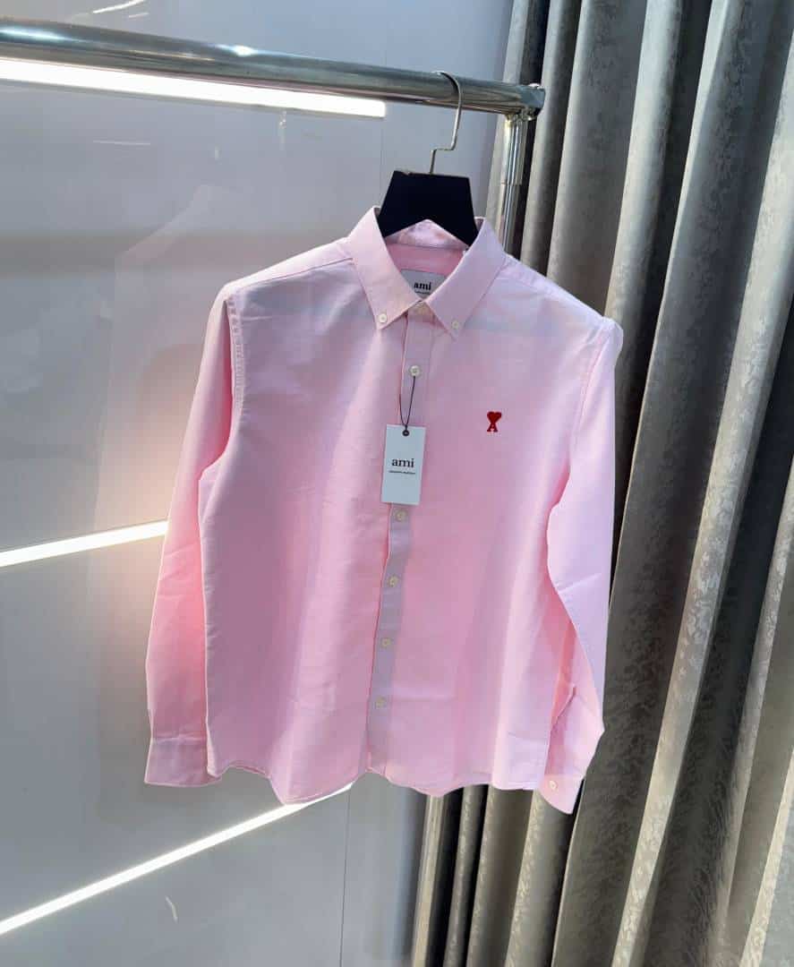 Ami Paris light Pink Embroidery Logo Premium Shirt Secondary image
