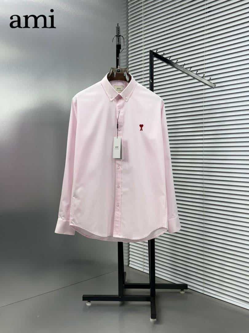 Ami Paris light Pink Embroidery Logo Premium Shirt Main image