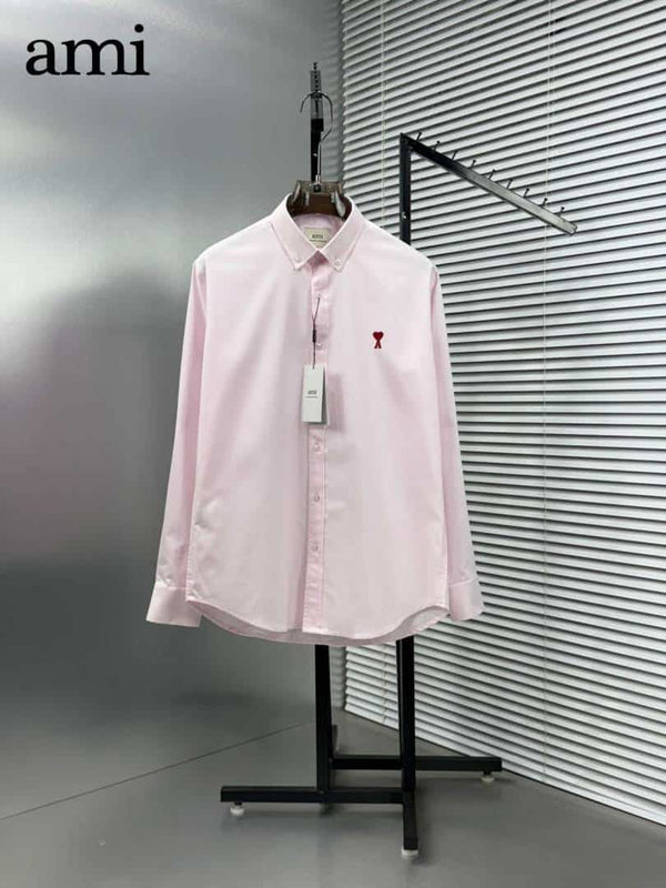 Ami Paris light Pink Embroidery Logo Premium Shirt