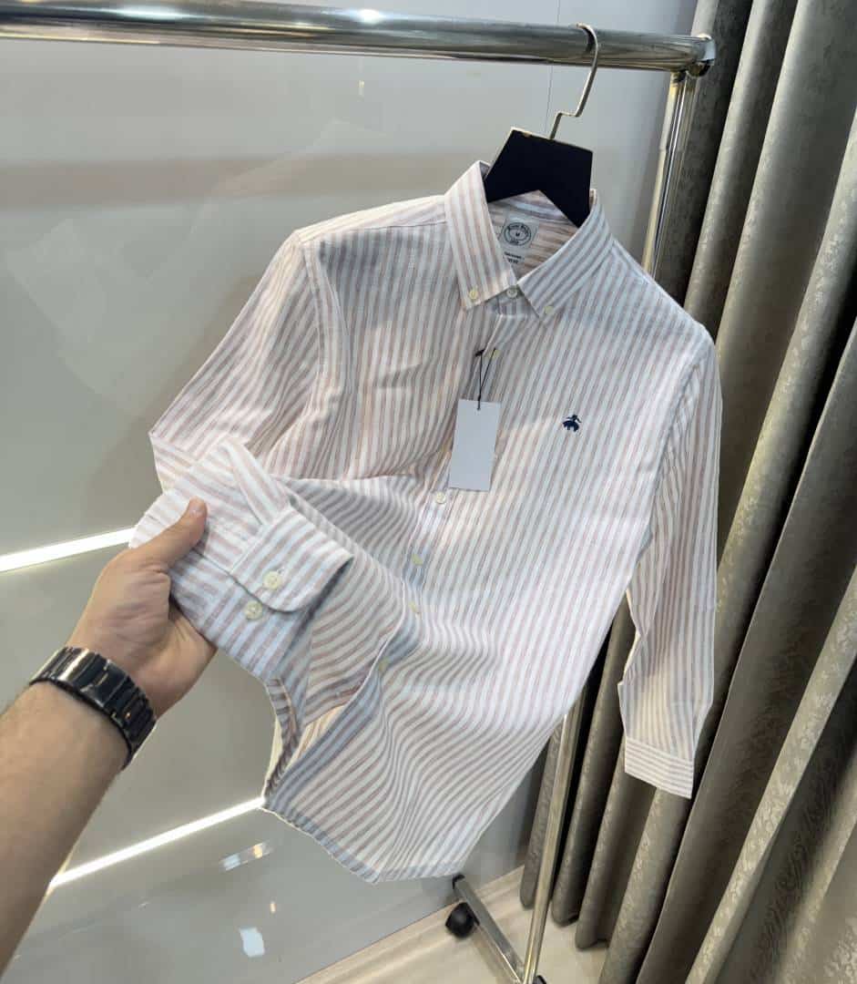 Brooks Brother Milange strips Linen Premium Shirt