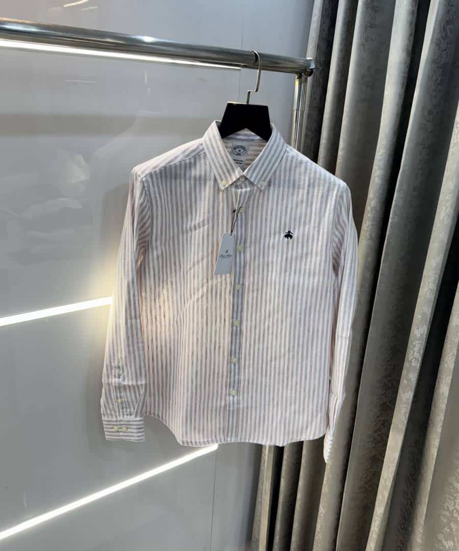 Brooks Brother Milange strips Linen Premium Shirt