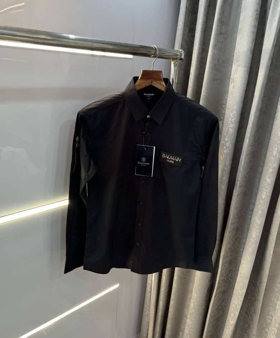 Balmai n Paris Black C Steel Logo Designer Shirt With Premium Box! Packing