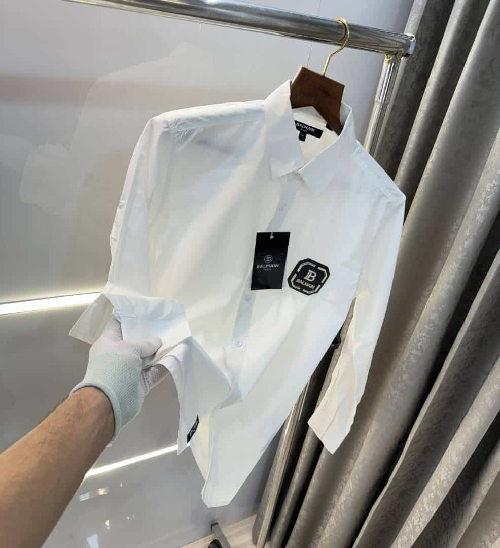 Balmai n Paris White B Steel Logo Designer Shirt With Premium BoX Packing
