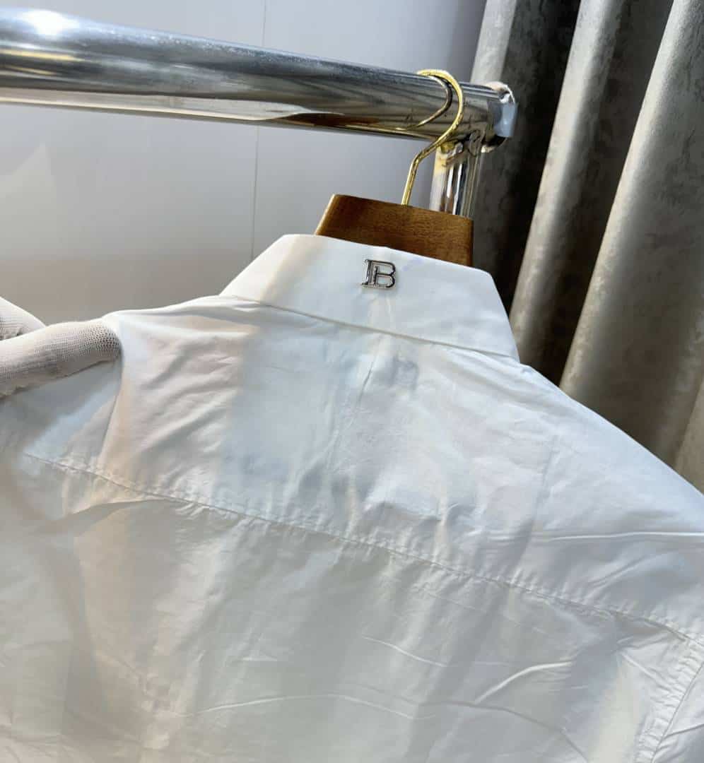 Balmai n Paris White B Steel Logo Designer Shirt With Premium BoX Packing