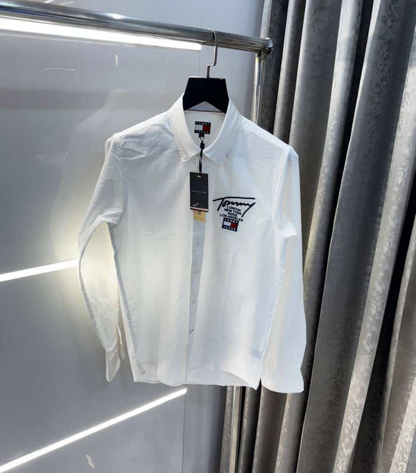 Tomm y Hilfiger White Embroidery Logo Premium Shirt