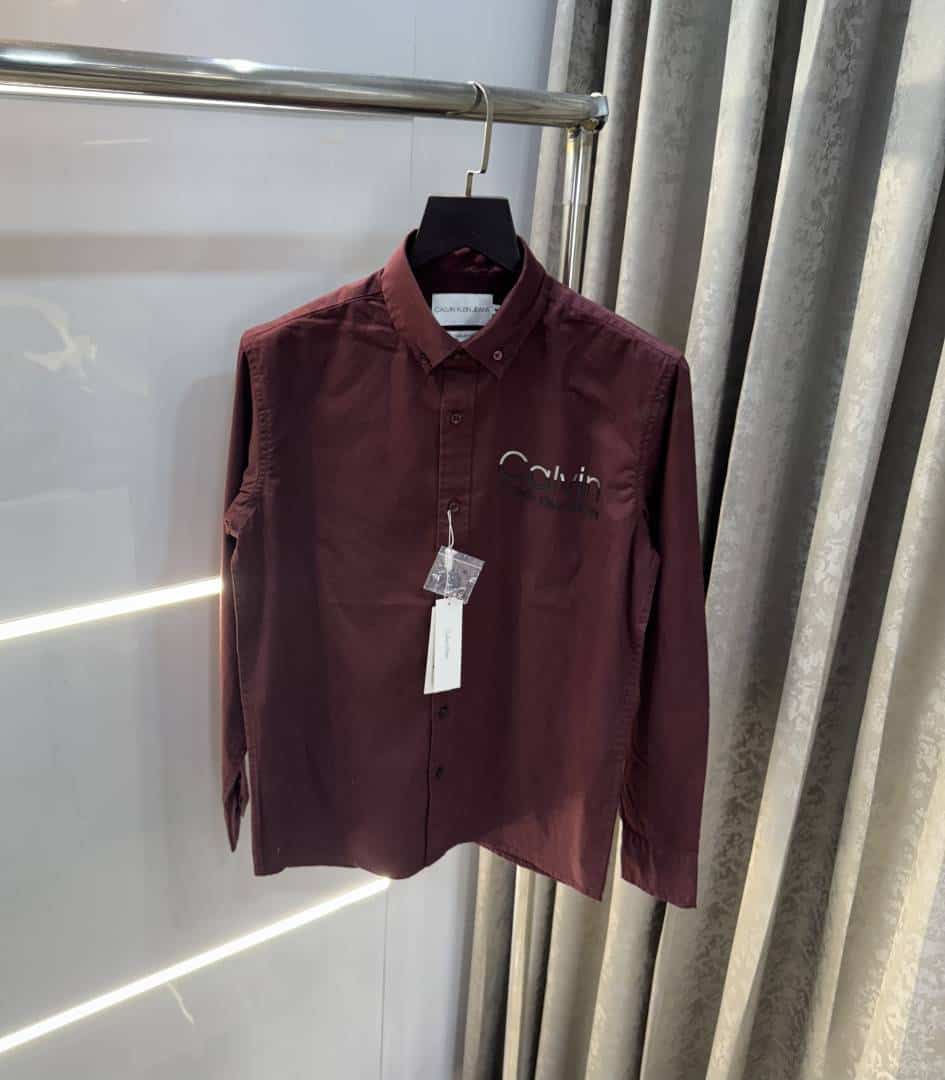 Calvi n klein Wine Logo Print Premium Shirt