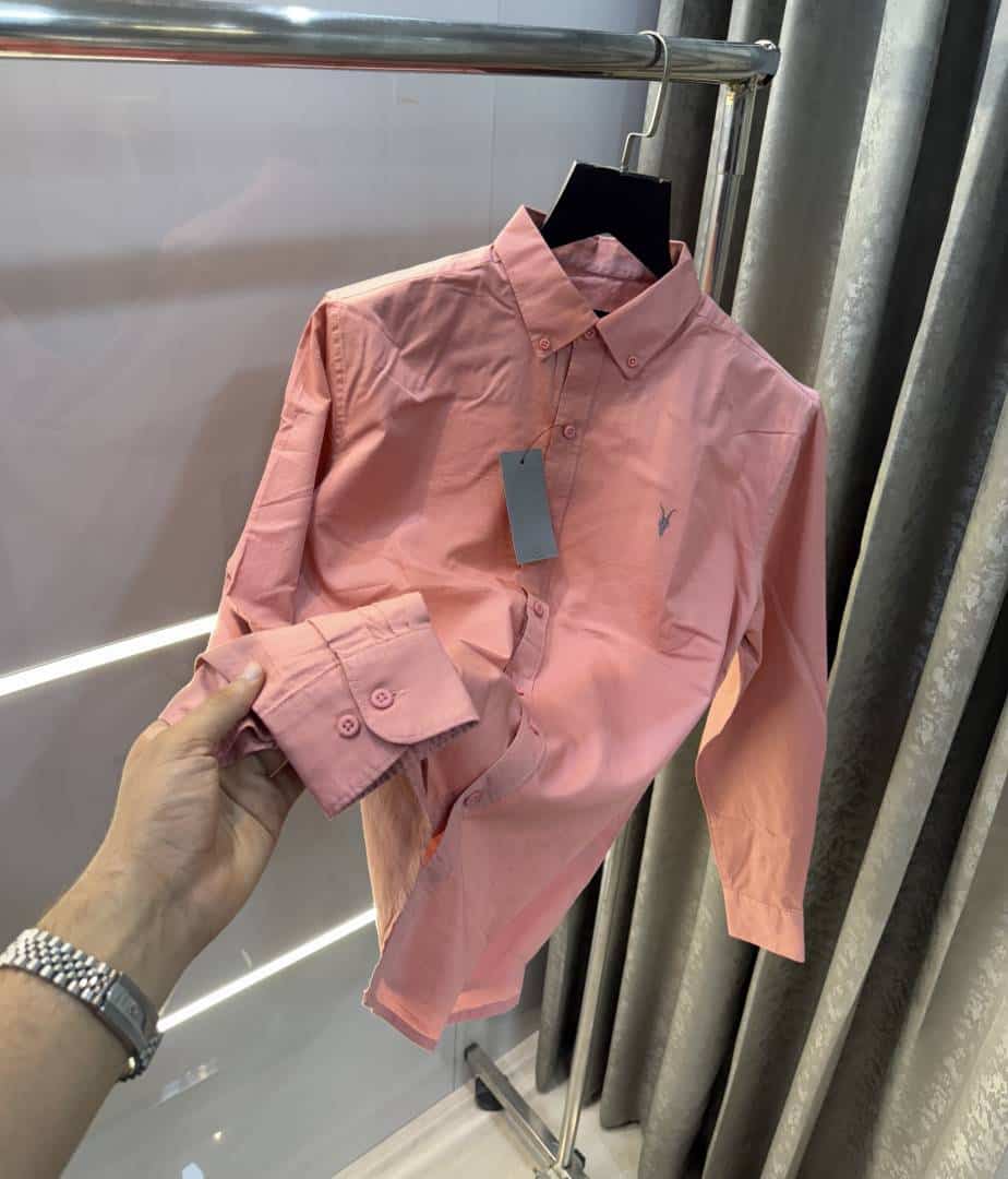 All saints Pink Embroidery Logo Classic Shirt