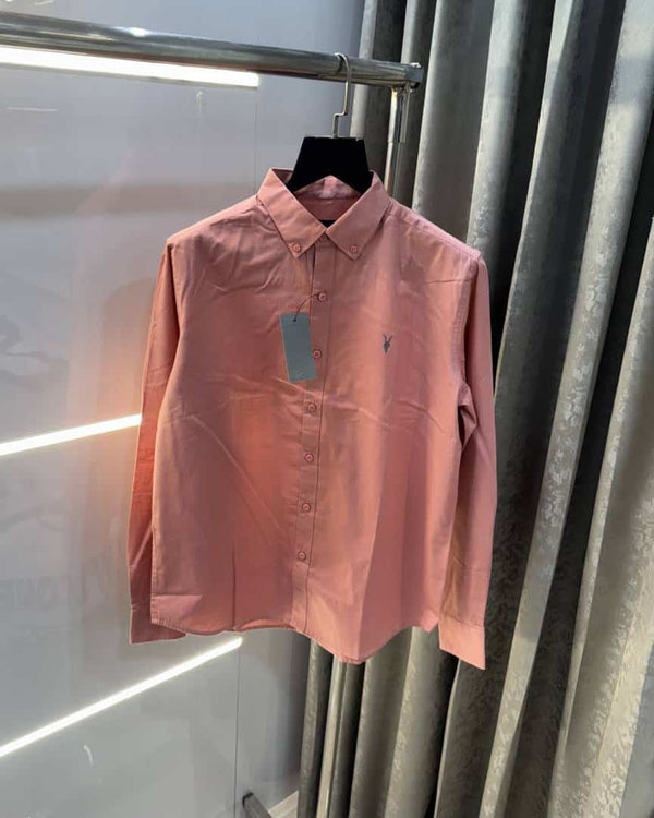All saints Pink Embroidery Logo Classic Shirt
